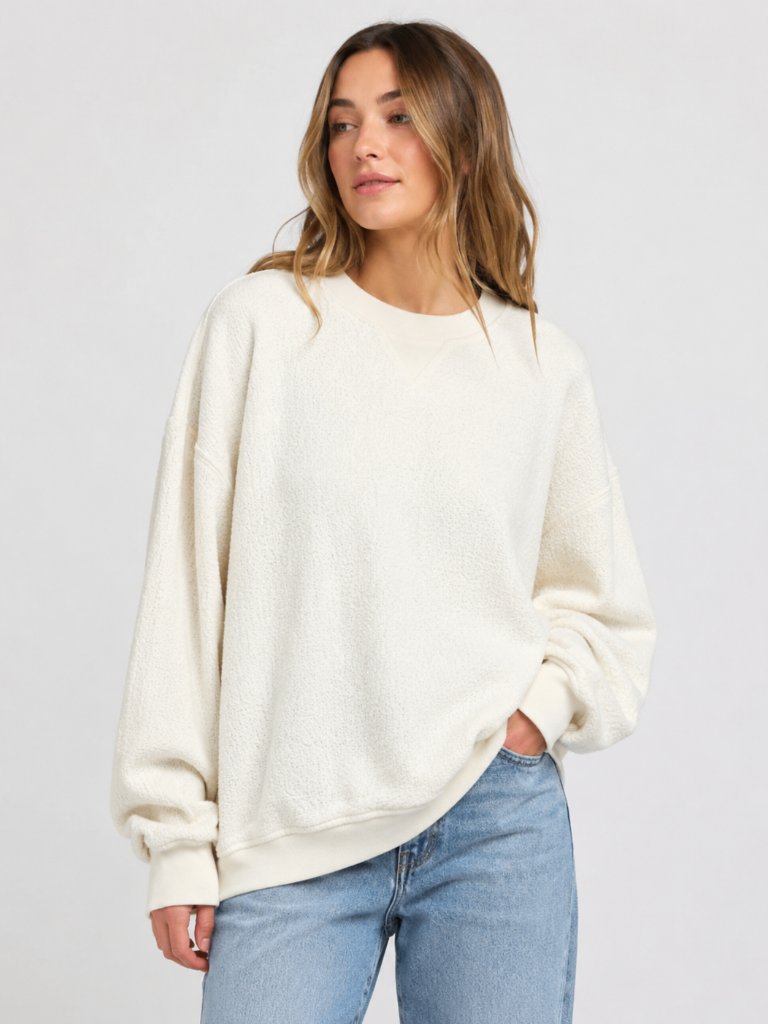 Hatch Maternity Friendly Cream Boucle Dina Sweatshirt Cozy Everyday Pullover Sz2